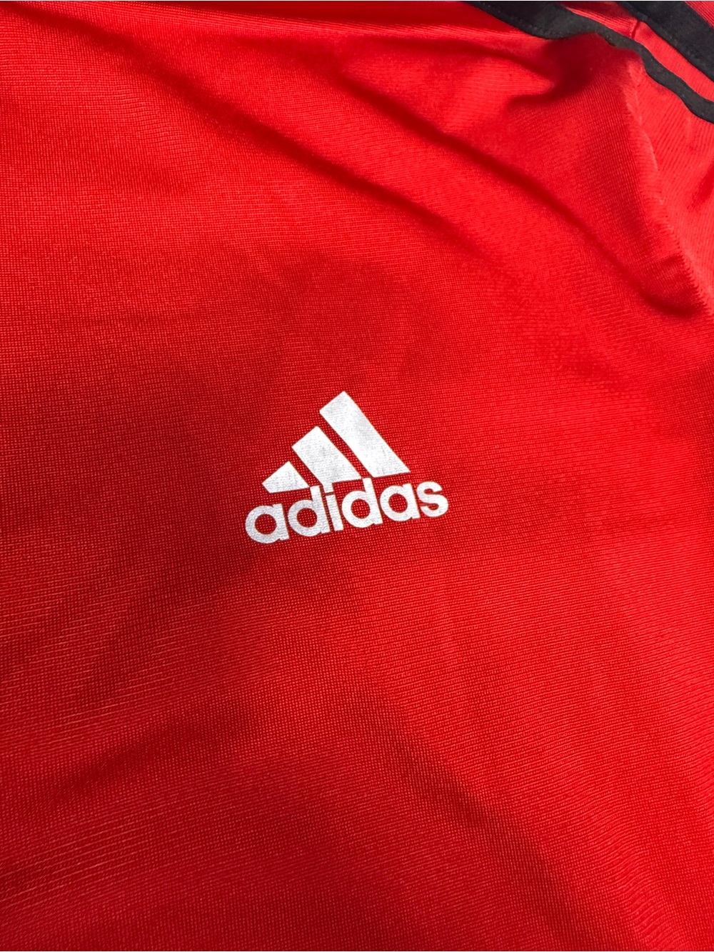 adidas Red Track Jacket with Black Stripes - Picture 3 of 10